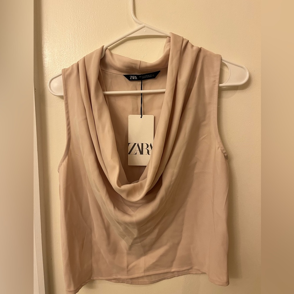 Zara blush cowl neck blouse Size XS